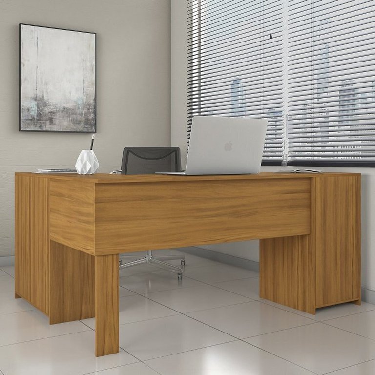 Kit 3 Peças 1 Mesa em L 2 Gavetas 3 Portas 2 Armários Espresso Móveis Freijó