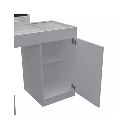 Escrivaninha Mesa Escritório Penteadeira de Canto 136x136cm com Espelho 1 Porta Star Branco