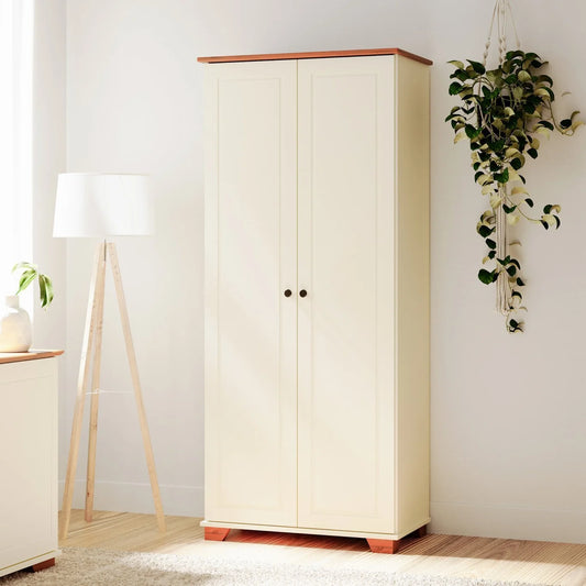 Armário Multiuso Pés e Tampo em Madeira Maciça Ananda CabeCasa MadeiraOriginals Off-white/Mel