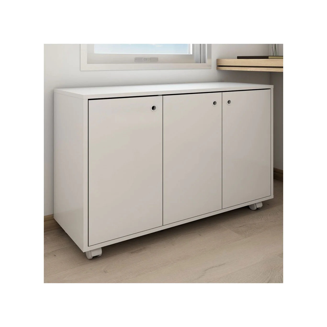 Armário para Escritório Coral 3 Portas 1 Prateleira Branco - Panorama Móveis Branco