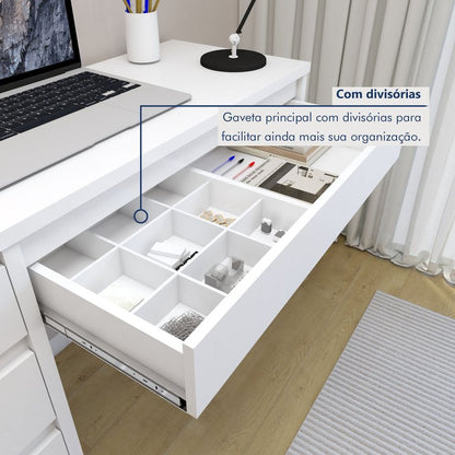 Escrivaninha 5 Gavetas 100% MDF Berlim Yescasa Branco