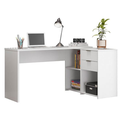 Escrivaninha Mesa Escritório em L 2 Gavetas 3 Nichos Office NT 2060 Branco New