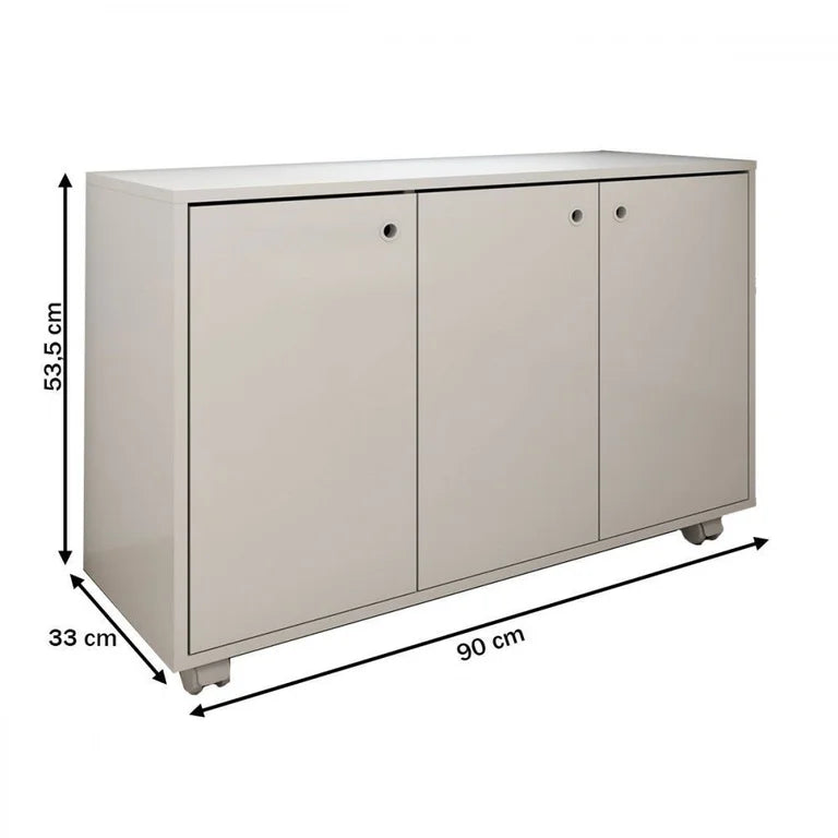 Armário para Escritório Coral 3 Portas 1 Prateleira Branco - Panorama Móveis Branco