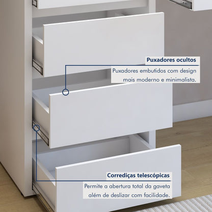 Escrivaninha 5 Gavetas 100% MDF Berlim Yescasa Branco