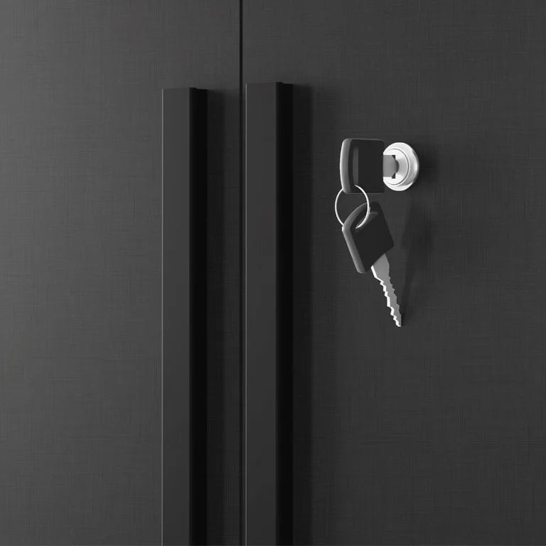 Kit Armários para Escritório Semi Aberto 2 Portas e Armário Alto com Chave Preto Tx