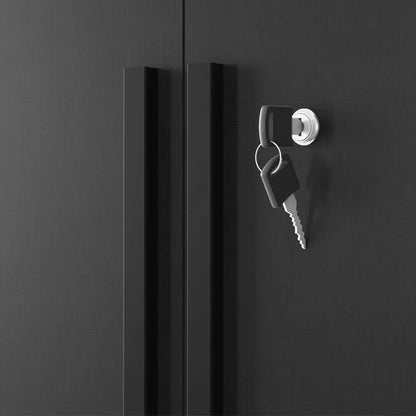 Kit Armários para Escritório Semi Aberto 2 Portas e Armário Alto com Chave Preto Tx