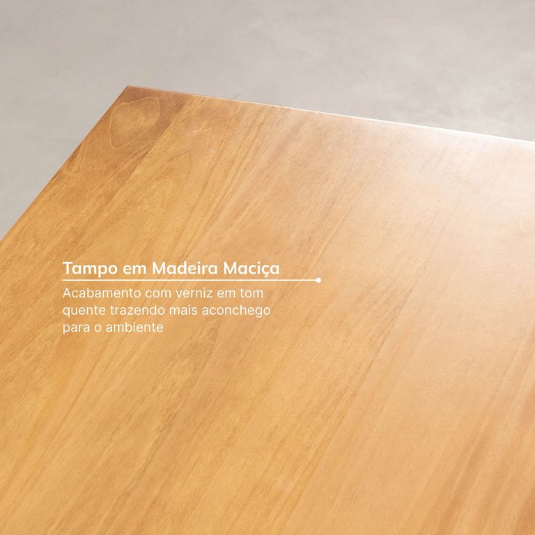 Escrivaninha Mesa Escritório 150cm 3 Gavetas Madeira Maciça Pinus Ananda CabeCasa MadeiraOriginals Off-White/Mel