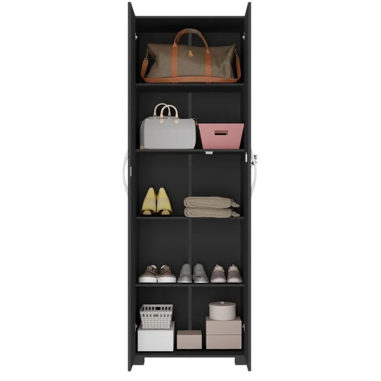 Kit Armários para Escritório Semi Aberto 2 Portas e Armário Alto com Chave Preto Tx