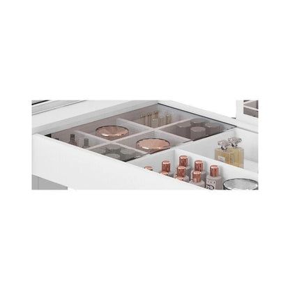 Escrivaninha Mesa Escritório Penteadeira de Canto 136x136cm com Espelho 1 Porta Star Branco